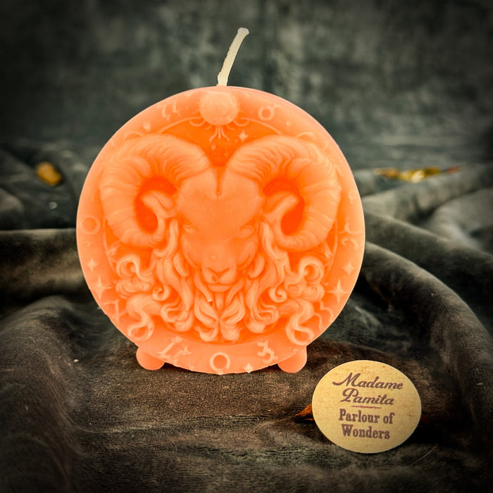 Beeswax Aries Ram Zodiac Spell Candle - Courage, Passion & Victory