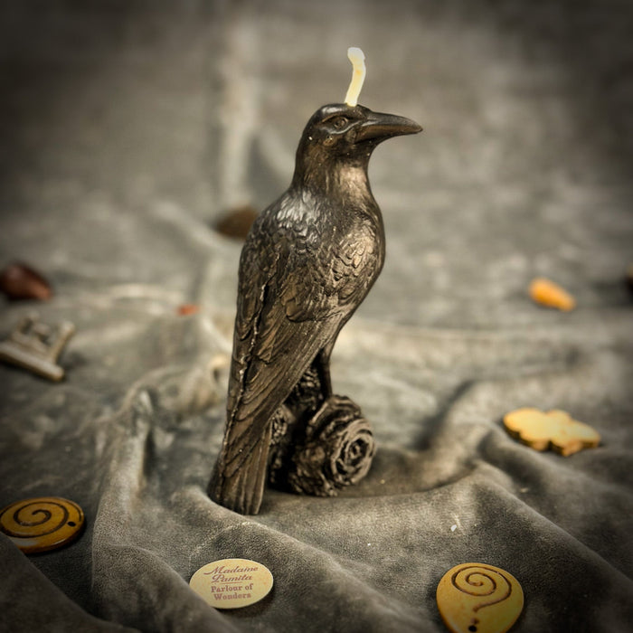 Beeswax Raven Magic Spell Candle - Intelligence & Spirit World Connection