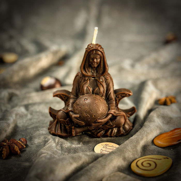 Beeswax Moon Goddess Spell Candle - Lunar Magic & Divine Feminine Energy