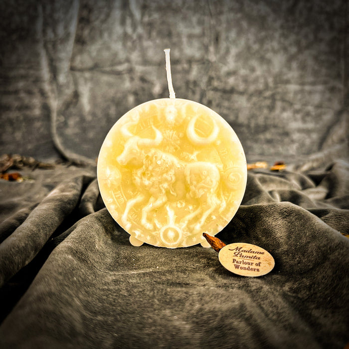 Beeswax Taurus Bull Zodiac Spell Candle - Abundance, Stability & Sensuality