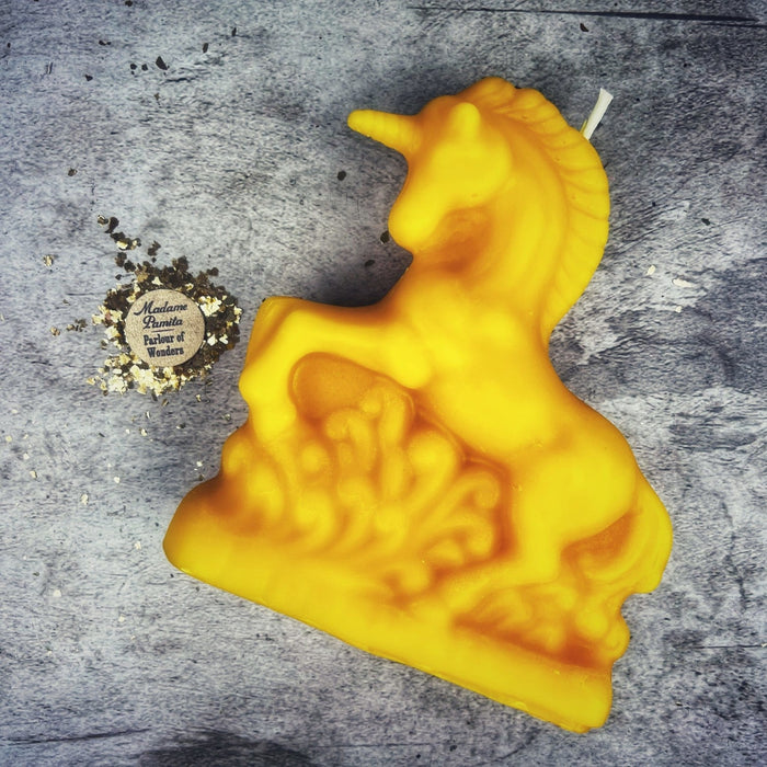 Beeswax Enchanted Unicorn Spell Candle - Manifestation & Wishes Magic