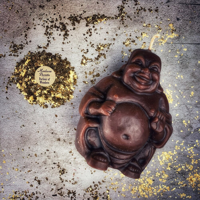 Beeswax Laughing Buddha Spell Candle - Wealth, Luck & Prosperity Magic