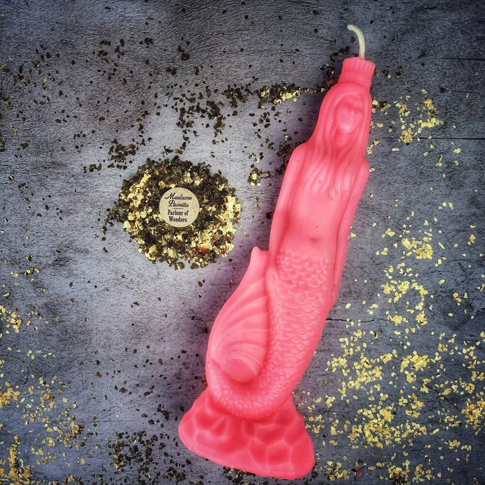 Beeswax Mermaid Magic Spell Candle - Love, Beauty & Water Goddess Magic